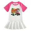 Ropa de Verano para Niños 2023 Nuevo Estilo Coreano Vestido de Niña de Manga Corta con Dibujos Animados Vestido Estilizado con Pliegues de Color Contrastante para Bebé
