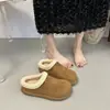 Pantuflas de estilo Birkenstock con suela gruesa, sin cordones y con forro de felpa, ropa de exterior para mujer, nuevo estilo de invierno 2026, pantuflas de algodón sin cordones y de punta cerrada