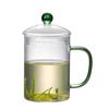 Fabricantes al por mayor de tazas de té verde de vidrio resistente al calor con tapa, taza Huiki, taza de agua de oficina de vidrio, taza de leche, juego de té de gran capacidad