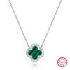 Collar de Plata 925 para Mujer, Gargantilla Versátil de Lujo Ligero con Trébol de Cuatro Hojas y Colgante de Nácar, Cadena, Joyería de Plata Pura al por Mayor para Exportación