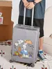 Mala Trolley de 20/ 28 polegadas para Homens e Mulheres, Estrutura de Alumínio, Zíper com Senha, Mala de Couro Moderna para Bordo