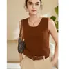 Nuevo para Otoño/Invierno 2023 Chaleco Interior Sin Costuras 100% Cachemira Cálido Cuello Redondo Sin Mangas Capa Base Suéter de Cachemira Mujer