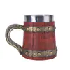 Copo de Cerveja Barril de Madeira Retrô Cor de Madeira Transfronteiriço Caneca de Bar de Grande Capacidade Criativa Copo de Água Personalizado Imitação de Madeira Aço Inoxidável