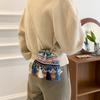 Bolso Pequeño Estampado Bolso de Mujer Moderno 2023 Nueva Moda Flecos Bolso Balde Estilo Étnico Hombro Bandolera