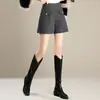 Calça Bermuda Feminina 2026 Outono/Inverno Nova Elegante Chique Versátil Casual Tendência de Cintura Alta que Cobre os Quadris com Caimento e Pernas Largas