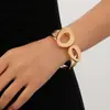 Pulseiras Populares Transfronteiriças Europeias e Americanas Pulseiras Assimétricas com Padrão de Onda Normcore Ins Pulseiras Metálicas Brilhantes Joias Femininas