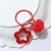 Novo Chaveiro Criativo de Resina Vazada Estrela de Cinco Pontas DIY Acessórios de Joia com Bolas de Pelúcia Coloridas Pingente de Bolsa