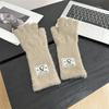 Guantes de felpa suaves y cerosos para mujer, de invierno, con diseño de pingüino, color liso, largos, cálidos, resistentes al frío, con salida para los dedos y pantallas táctiles, de punto.