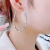 Pendientes Elegantes Estilo Hong Kong 2026 Nuevos de Moda Lujo Ligero para Mujer Aguja de Plata Aro Grande Moda Versátil Celebridad de Internet Pendientes Redondos