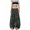 Comercio transfronterizo mopa pantalones largos taladro caliente retro pierna ancha American Terre sable F tiro medio camuflaje e jeans Cen