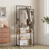 Perchero para dormitorio, perchero de pie con ruedas, tendedero para balcón interior, estante engrosado, barra para secar ropa