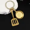 Llavero Colgante Espátula Color Dorado Aleación Estilo Chino Regalo Accesorio de Metal Cumpleaños Decoración de Gama Alta