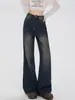 Pantalones de Campana con Forma de Pera para Mujer, Verano Tallas Grandes Cintura Alta Adelgazantes Pierna Ancha, Jeans Petite Ligeramente Acampanados