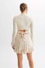 Vestido de punto con tirante de lazo Otoño e Invierno Manga Larga Hebilla de Perla Estilo Chanel Falda con Volantes Europa y América Transfronterizo