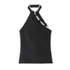 Top de satén de seda con nudo y cuello halter elegante y moderno, estilo europeo y americano transfronterizo, nuevo 2026, para mujer 4772051
