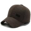 Sombrero para hombres de mediana edad y ancianos, gorra con visera con protección auditiva para otoño e invierno, gorra gruesa para abuelo, gorra de béisbol de lana informal cálida