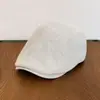 Gorra de Pato Fina Transpirable de Algodón y Lino Vintage para Mujer, Sombrero de Artista Versátil Adelgazante