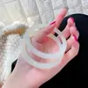 Pulsera de Cascabeles de Imitación de Jade de Vidrio, Pulsera Gruesa de Barra Redonda, Hace Ruido con Cada Paso, Pulsera de la Amistad para Niñas, Estilo Antiguo de Imitación de Jade de Vidrio de Xiaohongshu