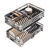 Cesta de Cocina Ermo Gun Ash Acero Inoxidable Gabinete Doble Capa 304 Cesta para Tazones Estante para Tazones Tipo Cajón Estante de Almacenamiento para Especies