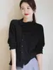 Suéter de Punto Base Otoño e Invierno para Mujer con Diseño Irregular Plisado Elegante Chic Ajustado Ropa Exterior Top Interior