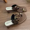 Chanclas Francesas Retro Primavera/Verano 2026 con Tira para Dedo del Pie, Punta Cuadrada, Modernas, Versátiles, Duraderas, Sandalias de Tacón Alto para Mujer de Playa