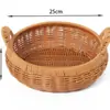 Frutero de imitación ratán tejido a mano cesta japonesa para pan cesta para bollos al vapor cesta de almacenamiento para el hogar para sala de estar bandeja de ratán con doble asa