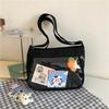 Bolsa de menina fofa estilo coreano, pequena, fresca, estilo japonês, estilo harajuku, bolsa transversal macia para estudantes, cor sólida, bolsa de viagem multifuncional