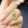 Venta al por mayor de fábrica Popular Colgante de Esmeralda Natural Plata S925 Incrustado Piedra Principal 4*6 Joyería de Lujo Venta Directa de Fábrica