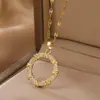 Versión Coreana del Nuevo Trendy Moda Nicho Lujo Accesible Circonita Donut Elegante Acero de Titanio para Mujer Collar