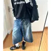 Shorts Jeans Wide Leg Lavado Retrô Estilo Americano Feminino 2025 Novo Verão Calças Largas Calças Capri