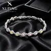 Pulsera Xuping con incrustaciones de gemas artificiales, diseño cuadrado geométrico tipo terrón de azúcar, serie de gemas coloridas, lujo ligero, joyería estilo coreano al por mayor