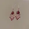 Pendientes Largos con Borlas Patrón Gota de Agua, Ganchos para Oreja Nicho Estilo Antiguo, Lujo Ligero, Pendientes Versátiles de Gama Alta al por Mayor