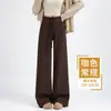 Calça Larga de Lã Cinza para Mulheres, Forrada com Fleece, Nova Calça Jogger Flare Outono e Inverno 2026, Calça Esportiva Macia para Yoga