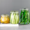 Frasco Hermético de Vidrio para Uso Doméstico con Hebilla de Acero Inoxidable de Grado Alimenticio, Frasco de Almacenamiento, Frasco de Vidrio para Pepinillos de Cocina con Tapa, 500ml