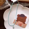Novo Colar de Concha com Laço de Strass Azul e Rosa Decoração Infantil Série Azul Pingente de Cabaça Acessórios para Vestido de Verão