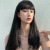 Venta al por mayor de fábrica peluca Lisa para mujer cabello mediano y largo rojo en línea flequillo de caricatura cabello a la clavícula peinado coreano cobertura completa de cabeza