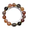 [Callejón Antiguo Profundo] Pulsera de Cristal de Citrino Natural para Mujer La Más Fácil de Combinar Oro Negro Flor Roja Súper Pegamento Pulsera de Moda Venta al por Mayor