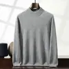 Suéter de cachemira 100% para otoño e invierno, cuello alto medio, color liso, camisa interior de talla grande, para hombre