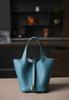 Bolso Canasta de Cuero Vacuno de Primera Capa Hecho en Fábrica, Completamente Cosido a Mano con Hilo Encerado, Herrajes Completamente de Acero, Borde Untado con Aceite Cepillado, Para Llevar en la Mano, Código de Artesano en Forma de K