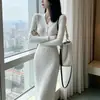 Vestido de tricô elegante de inverno para senhora, vestido base justo de manga comprida para usar sob um casaco, vestido de tricô para mulheres no outono e inverno