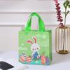 Bolsa de embalaje para regalo de fiesta de Pascua, bolsa de mano plegable impermeable no tejida con estampado de conejo de dibujos animados, bolsa para llevar para llevar