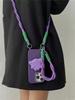 Suporte de monstro roxo escuro com corda transversal Apple 15/14promax capa para telefone iPhone13 Premium 12/11 feminino