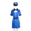 Disfraz de Cosplay de Mascarada para Mujer de Halloween, Vestido de Policía de Manga Corta con Sombrero y Cinturón