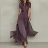 Marca Independente 2026 Europeu e Americano Transfronteiriço Primavera/Verão Novo Decote V Cintura Ajustada Babados Casual Elegante Vestido Flare