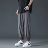 Pantalones Jogger de Seda Helada Transfronterizos para Hombre, Marca de Verano de Moda Sueltos Deportivos Acortados, Pantalones Largos Casuales Finos de Secado Rápido para Hombre