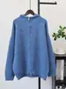 Cárdigan de punto con capucha y doble cremallera, tejido grueso con hilo de colores, nuevo estilo otoño/invierno 2026, holgado y casual, versátil para mujer