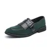 Mocasines con hebilla transfronterizos, estilo retro europeo y americano, con borlas, para uso de negocios y casual, zapatos de cuero para hombre sin cordones