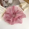 Novedoso Scrunchie de Malla con Pedrería Estilo Coreano, Elegante y Sofisticada Goma para Recoger el Cabello en Cola Baja, Accesorio para el Cabello que Ceñe la Cintura