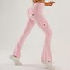Pantalones de Yoga de Bolsillo de Cintura Alta Europeos y Americanos Transfronterizos Cargo Acampanados Deportivos para Mujer Adelgazantes Levanta Glúteos Glúteo Melocotón Pantalones de Fitness