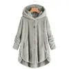 Ebay2026 Invierno Nueva Moda para Mujer Estilo Europeo y Americano Top de Felpa Sin Botones Laterales, Chaqueta de Color Sólido de Marca Irregular de Moda